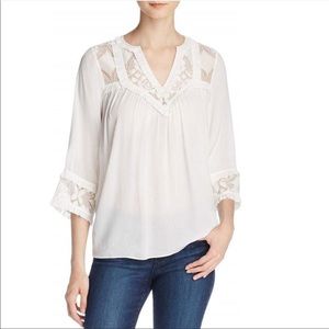 NWT Pepin brand sold at Anthropologie white lace v-neck blouse top, size medium